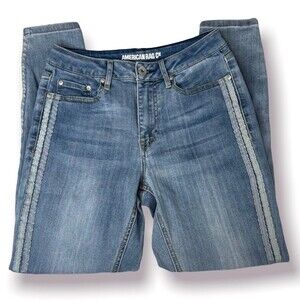 American Rag Cie Skinny Jeans Ribbon Racing Stripe Light Wash High Waist